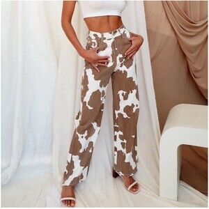 12th Tribe Midland Cow Print High Rise Straight Jeans Western Cowgirl Rodeo 26